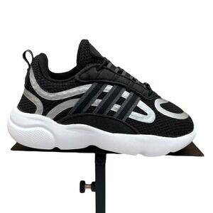 Adidas Haiwee Toddler Boys Slip-On Sneakers Size 7.5 Black Silver Comfort Shoes